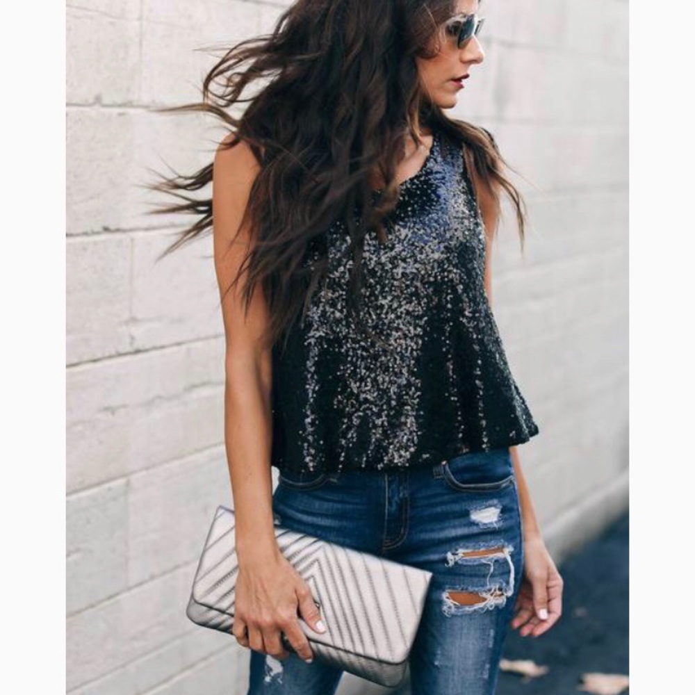 Sequin Tank Top M